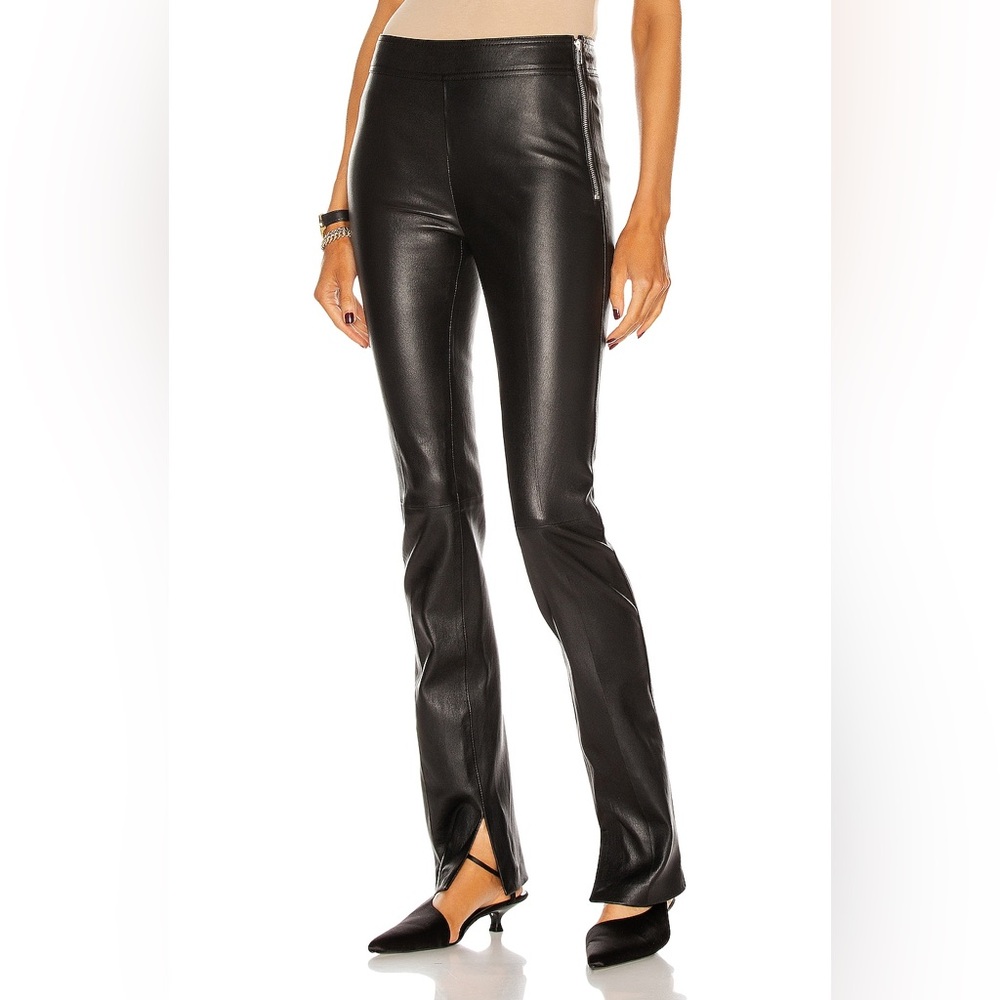 NWT Helmut Lang Black 100% Lambskin Leather Side-Zip Pants - Size 2